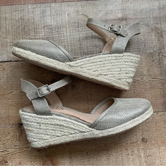 Lauren Ralph Lauren Buckle Tie Wedge Heel Espadrille Shoes Womens Size 7 - Picture 3 of 12